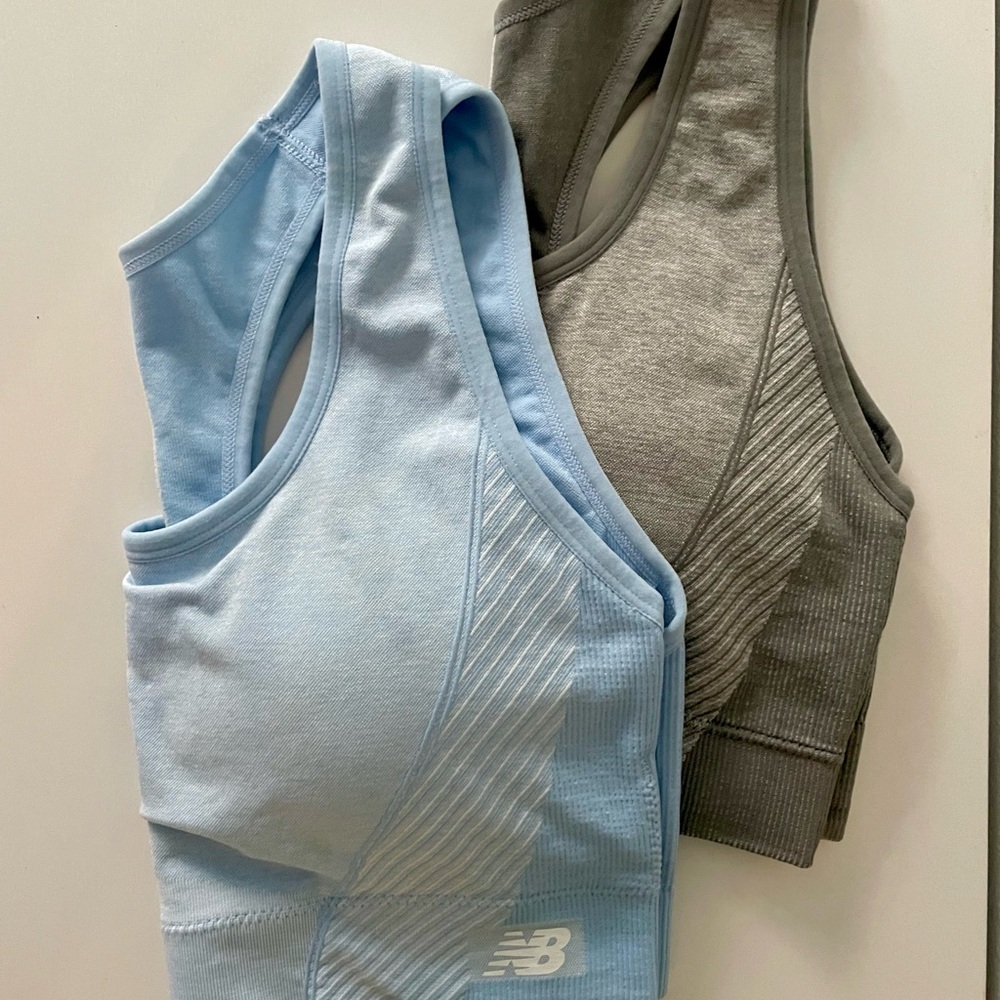New Balance Light Blue and Gray Sports Bras